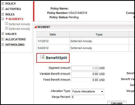 OIPA Benefit Split on Segment Screen