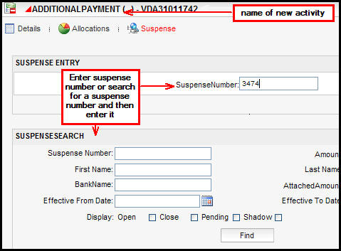 Suspense link in new activity window