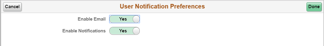 User Notification Preferences Page