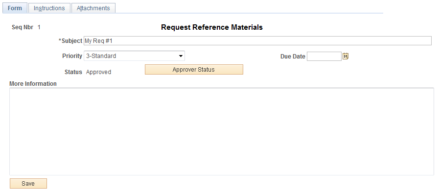 Form page showing a posted integrated form instance