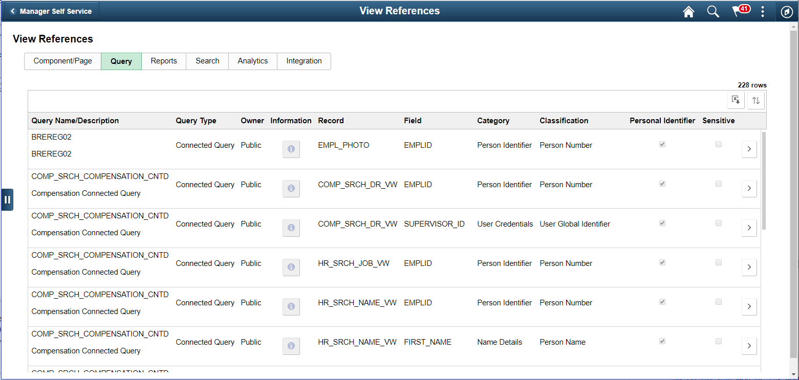 Query Tab with Connected Query search results