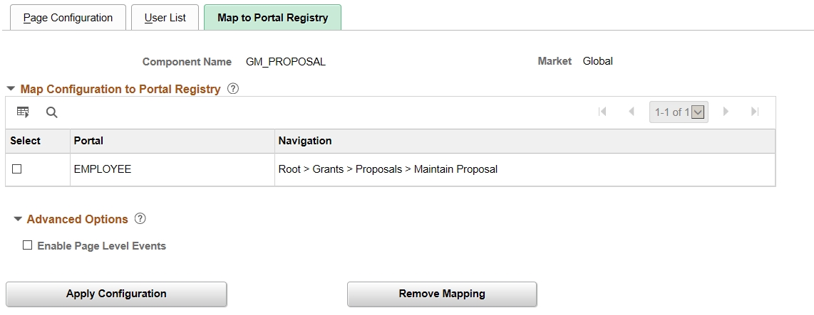 Map to Portal Registry page