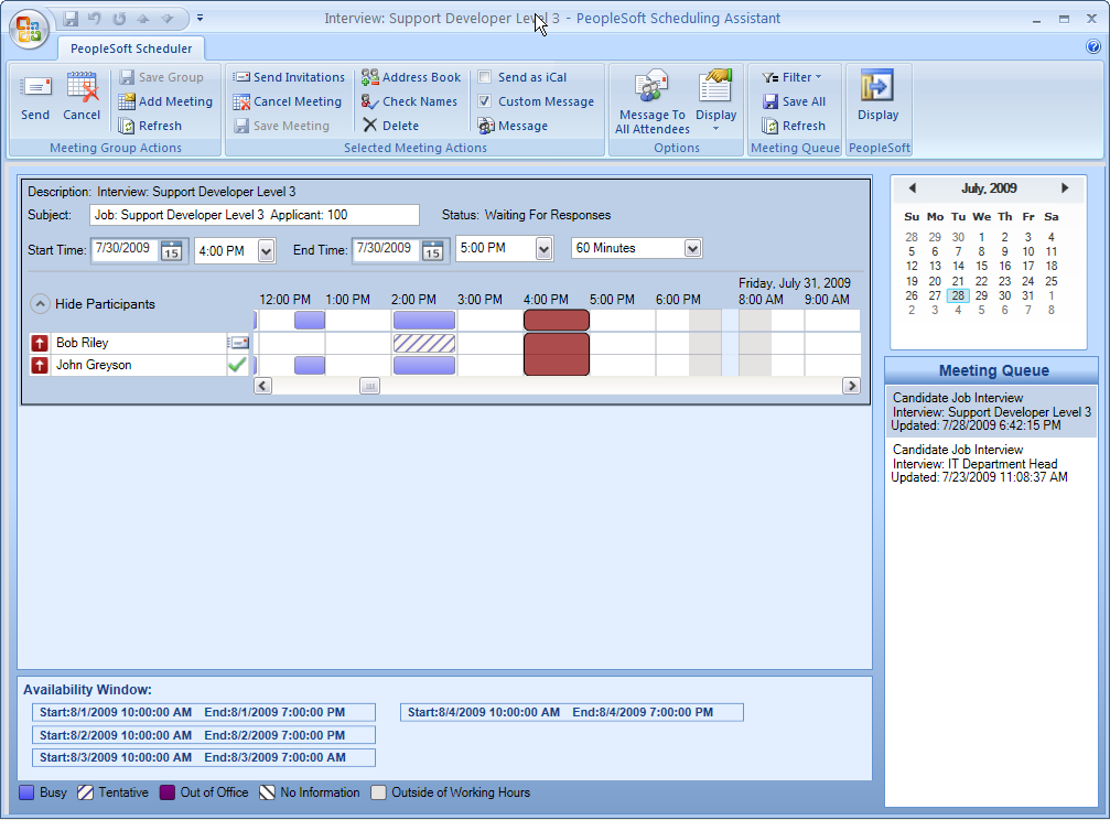PeopleSoft Scheduler page