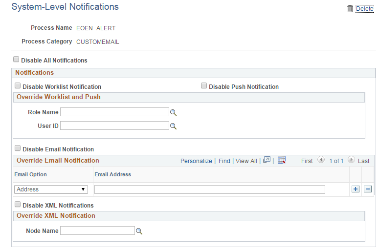System-Level Notifications page