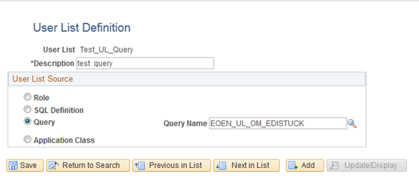 User List Definition - Query