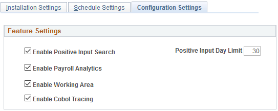 Configuration Settings page