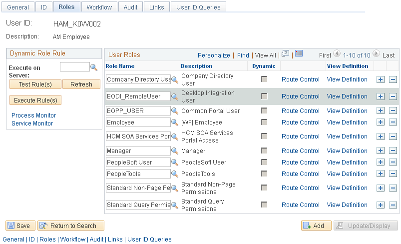 Example of a User ID with the EODI_RemoteUser role