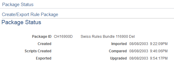 Package Status page