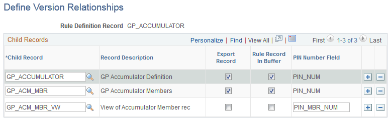 Define Version Relationships page