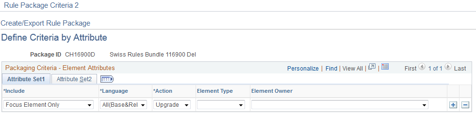 Define Criteria by Attribute page - Attribute Set1 tab