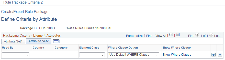 Define Criteria by Attribute page - Attribute Set2 tab