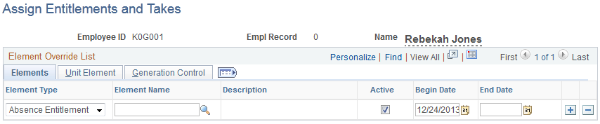 Assign Entitlements and Takes page