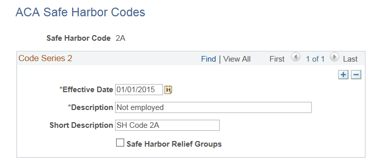 ACA Safe Harbor Codes page