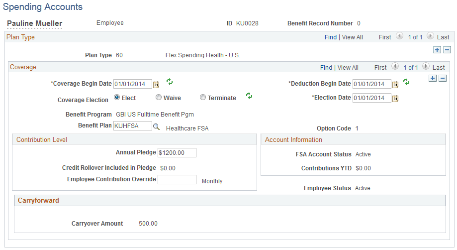 Spending Accounts page