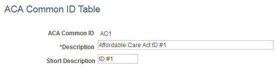 ACA Common ID Table page