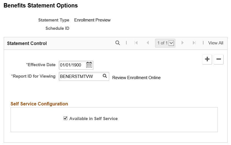 Benefit Statement Options Page