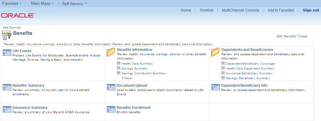 The self-service Benefits page