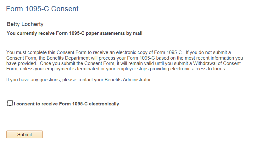 Form 1095-C Consent page