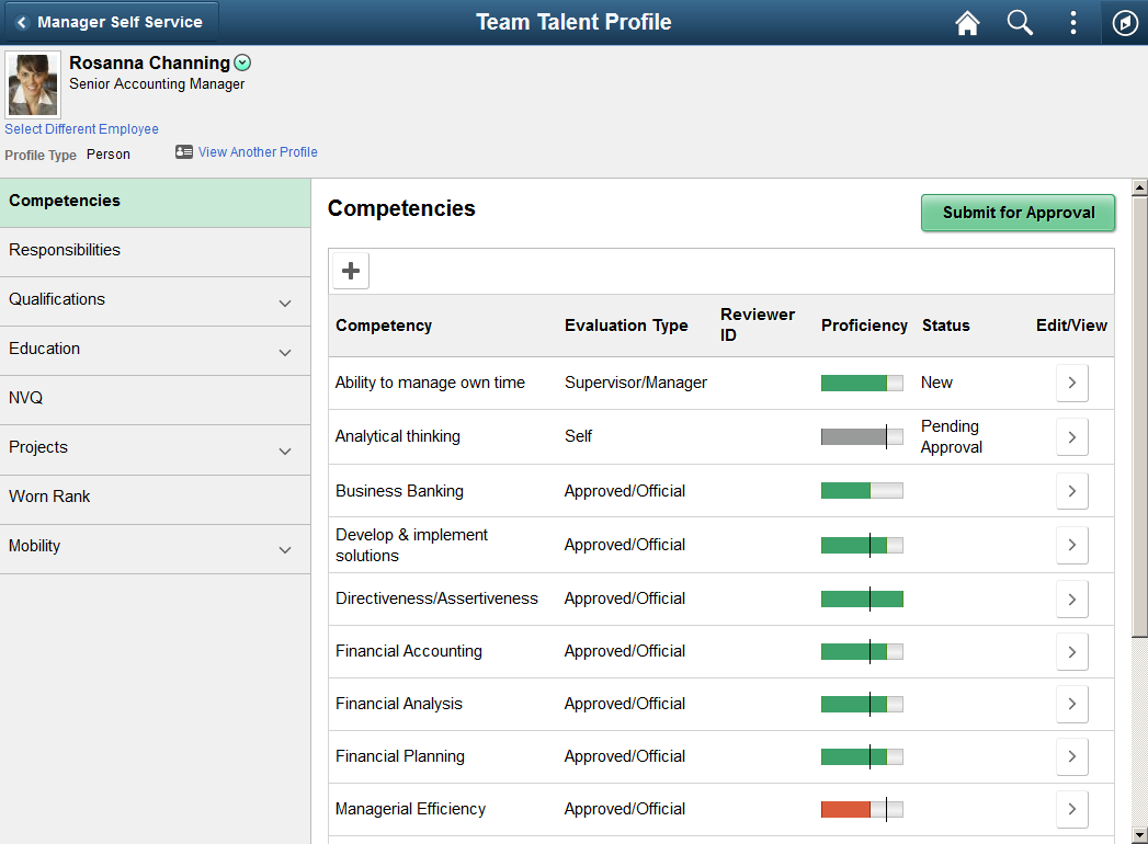 (Tablet) Team Talent Profile page: Competencies