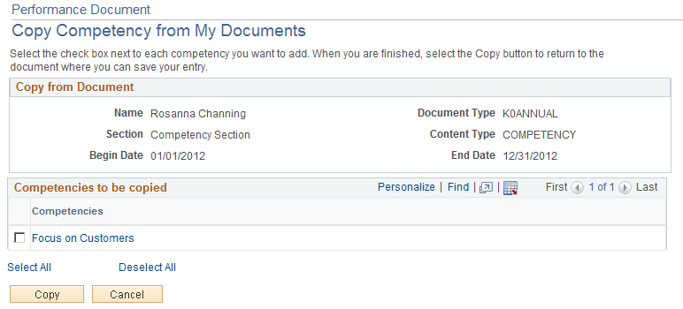 Copy <section item> from My Documents page