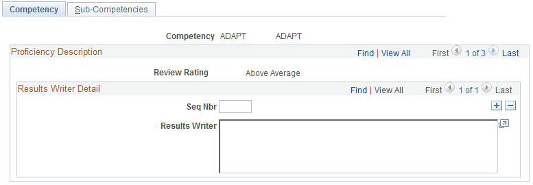 Results Writer - Competency page