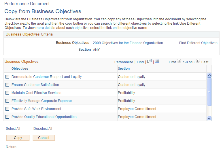 Copy from Business Objectives page