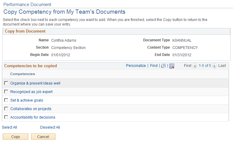 Copy Item from My Team's Documents page