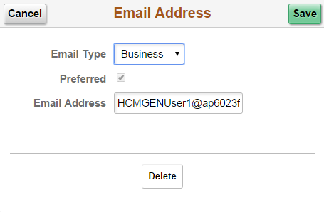 Email Address page