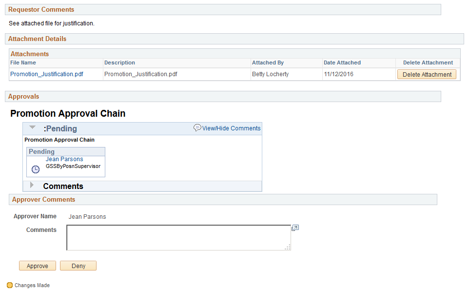 <Transaction Name> Page for approving submitted transactions (2 of 2)