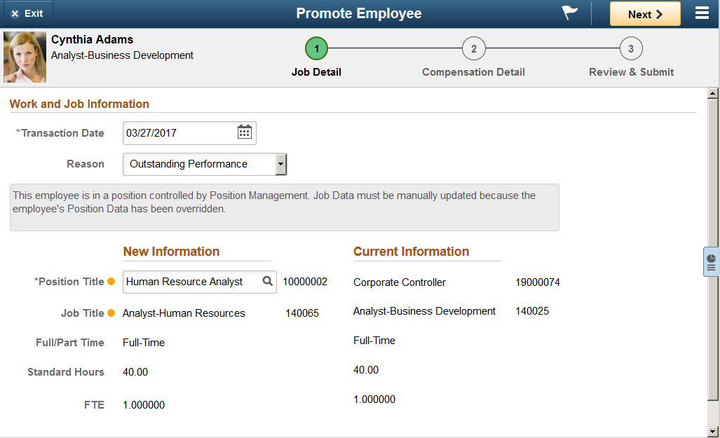 Work and Job Information (PeopleTools 8.55 and higher)