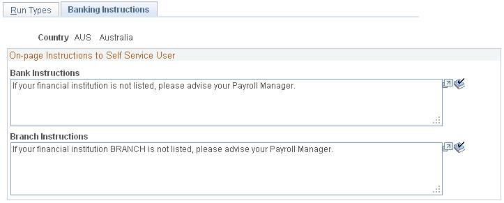 Banking Instructions page