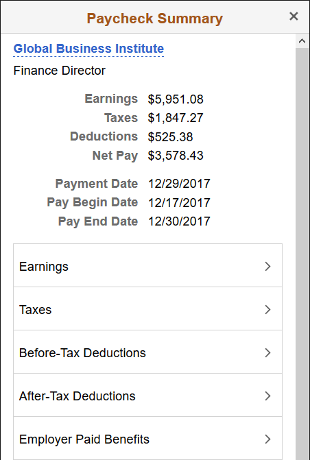 (Smartphone) Paycheck Summary page (1 of 2)