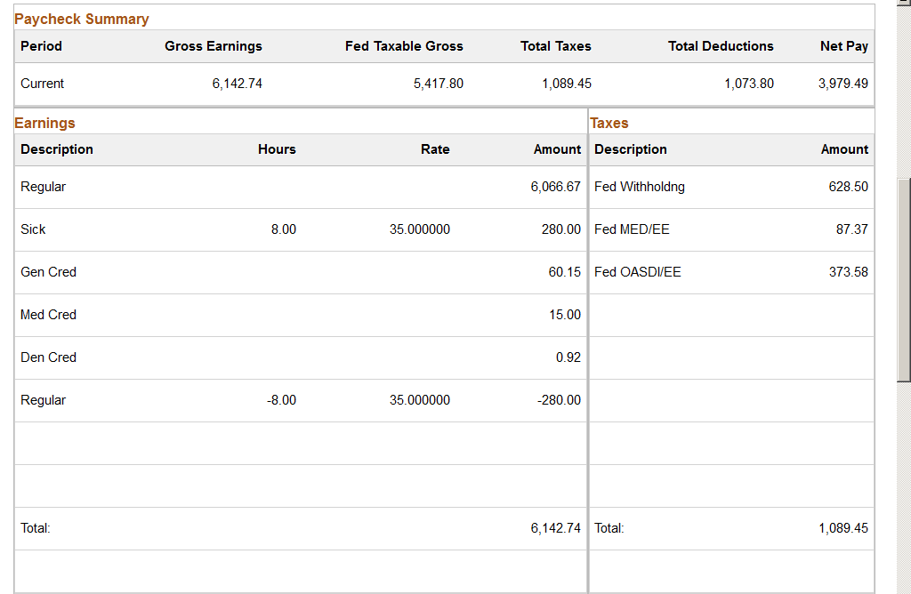 (Tablet) View Paycheck page (2 of 4)
