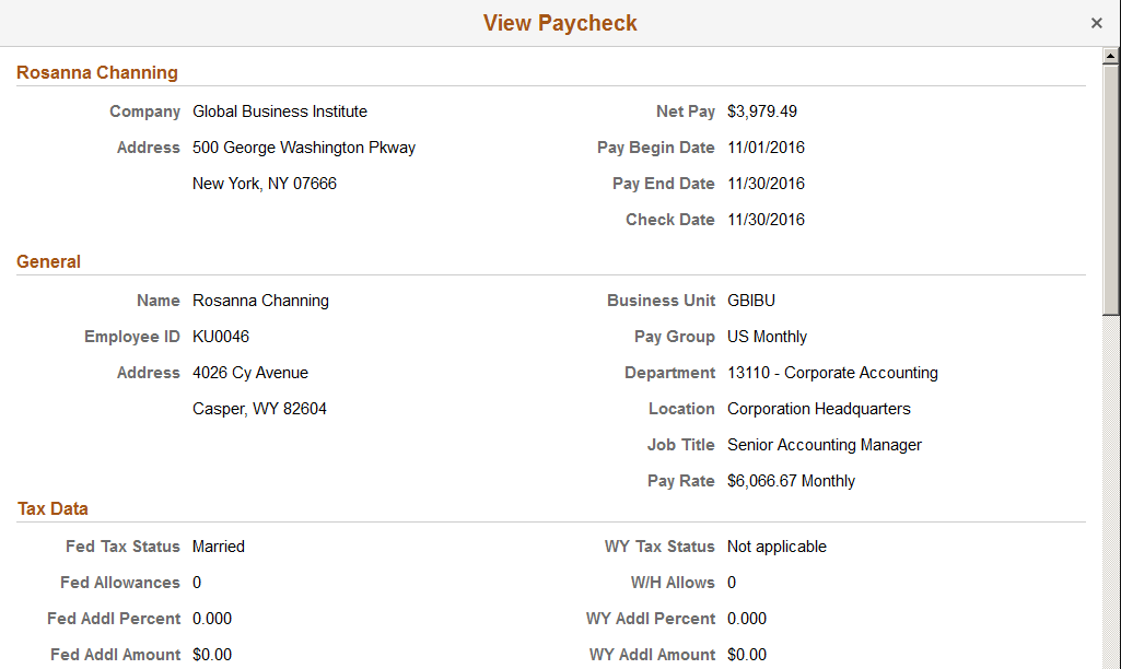 (Tablet) View Paycheck page (1 of 4)