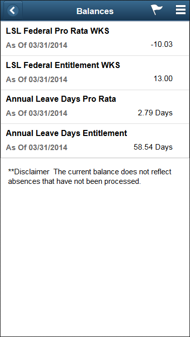 (Smartphone) Balances page