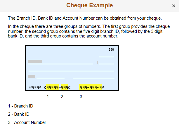 Sample cheque with Bank ID format