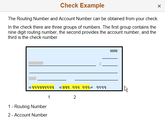 Sample checks with routing number format