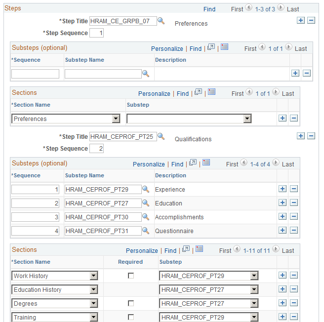 Template Sections page (2 of 2)