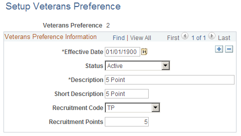Setup Veterans Preference page