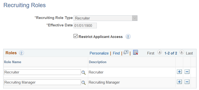 Recruiting Roles page