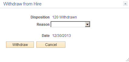 Withdraw from Hire page