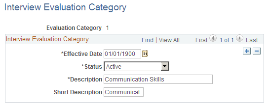 Interview Evaluation Category page