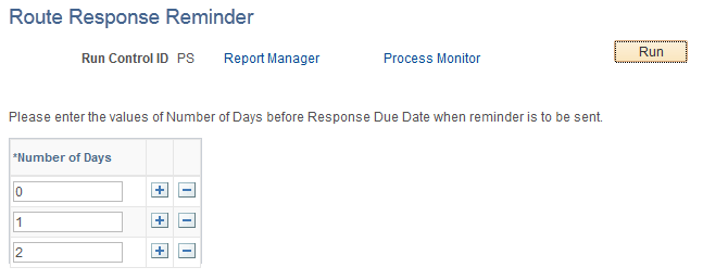 Route Response Reminder page