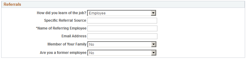 Referrals section