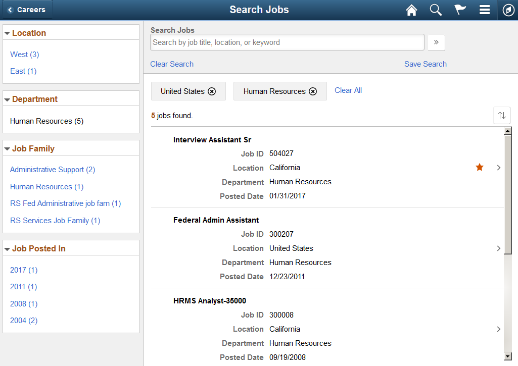 Search Jobs page (fluid) without optional fields