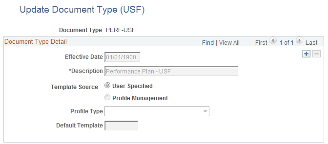 Update Document Type (USF) page