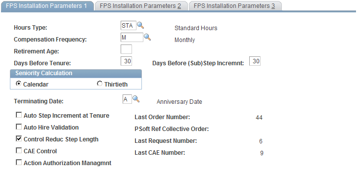 FPS Installation Parameters 1 page