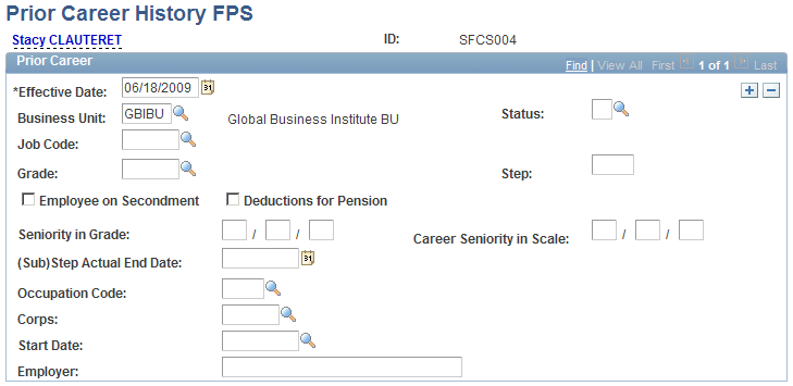 Prior Career History FPS page