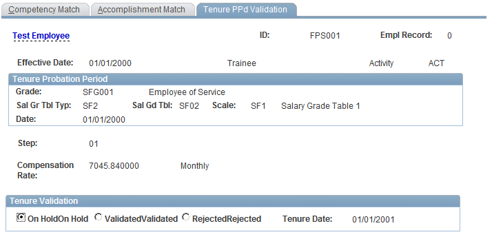 Tenure PPd Validation page