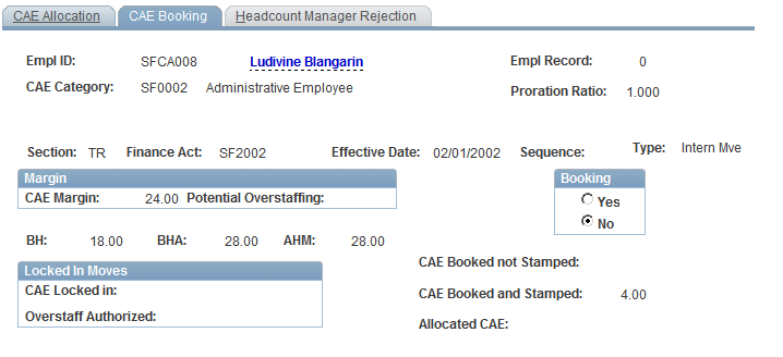 CAE Booking page